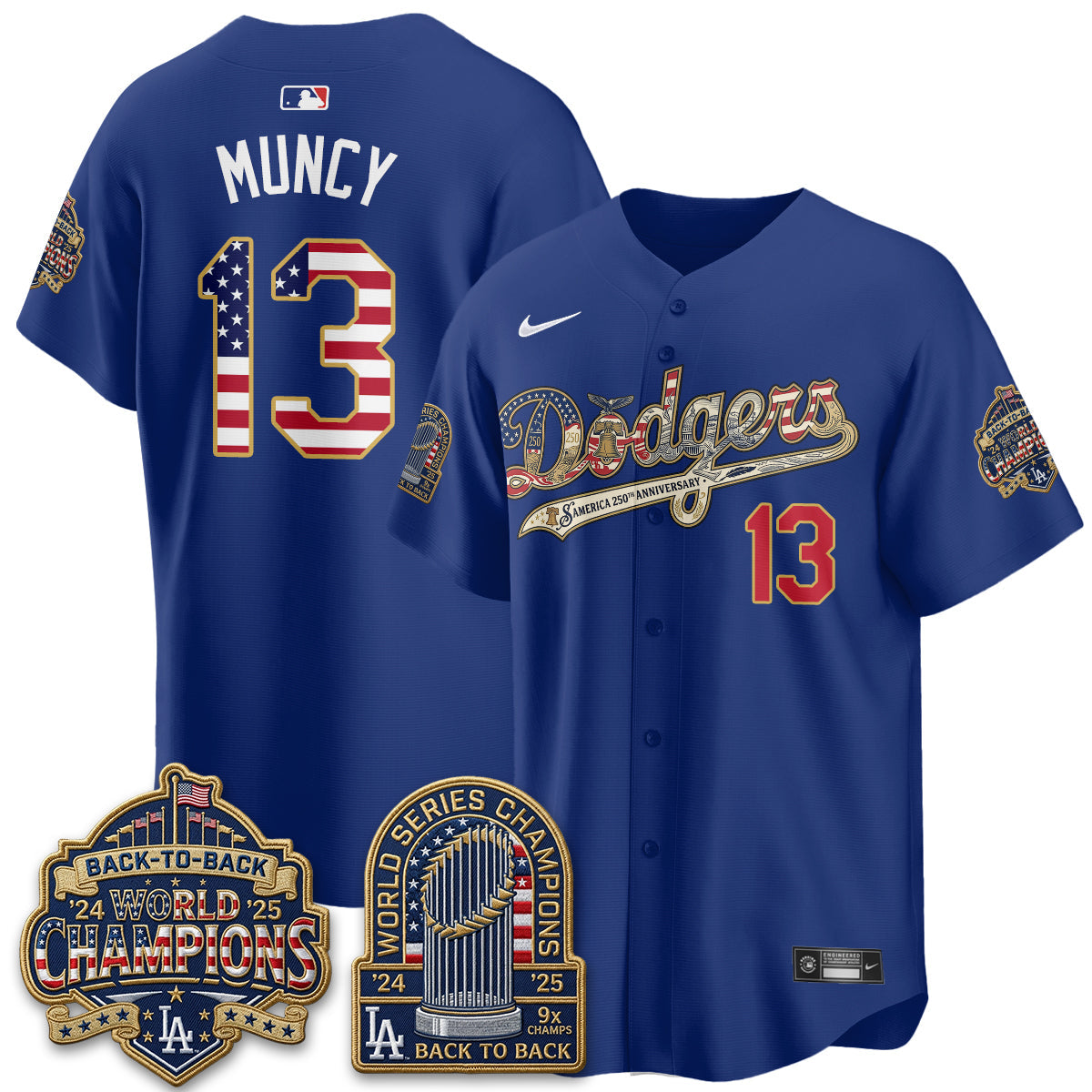 Los Angeles Dodgers America 250th Anniversary Limited Jersey - Stitched