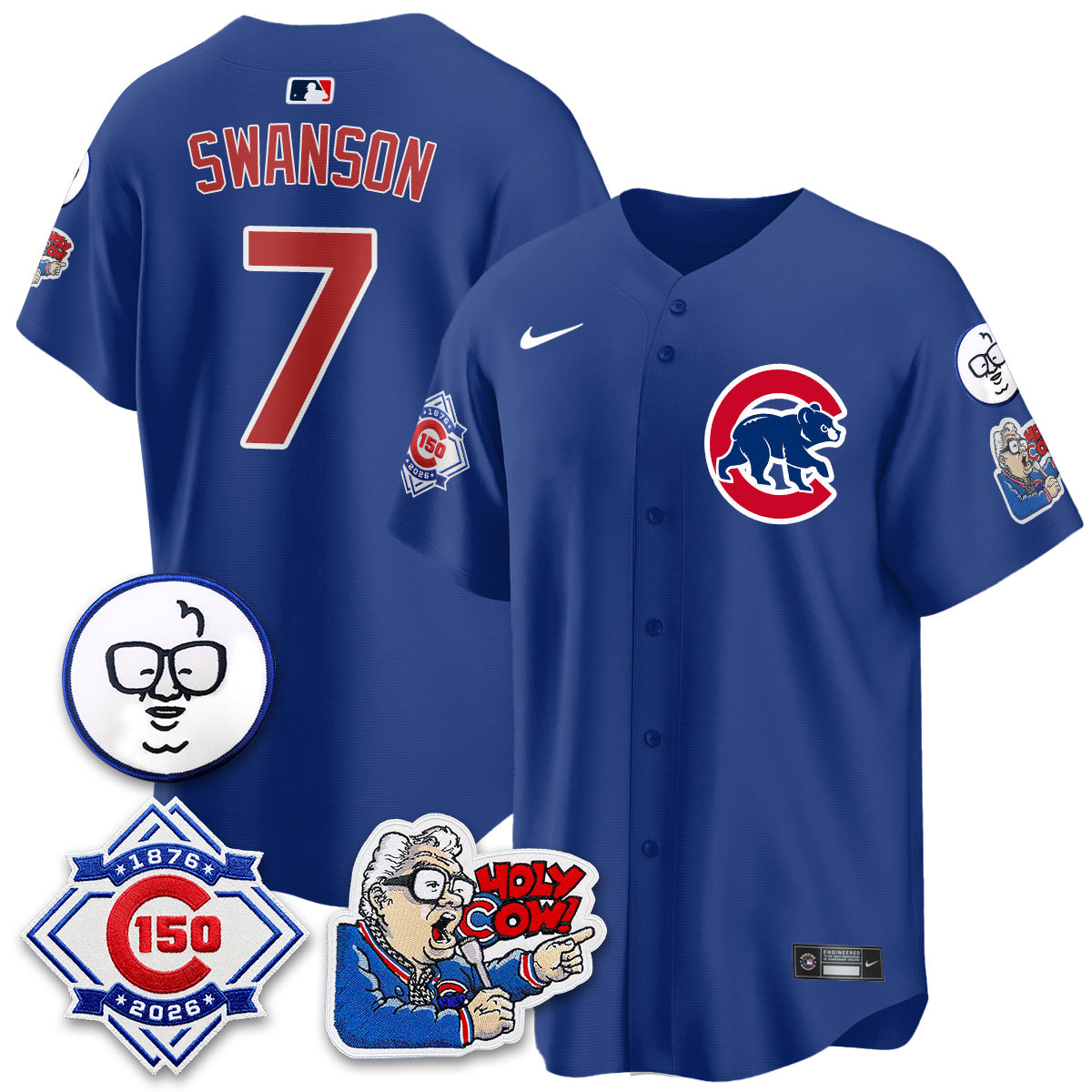 Chicago Cubs 150th Anniversary Harry Caray Holy Cow Vapor Premier Limited Jersey - All Stitched V2