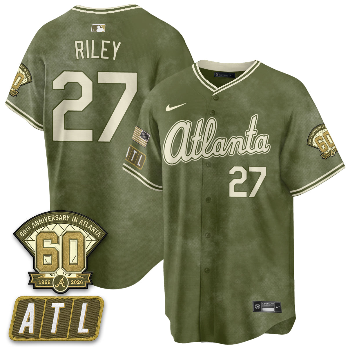 Atlanta Braves New Era Olive 2026 Armed Forces Day Vapor Limited Jersey - All Stitched