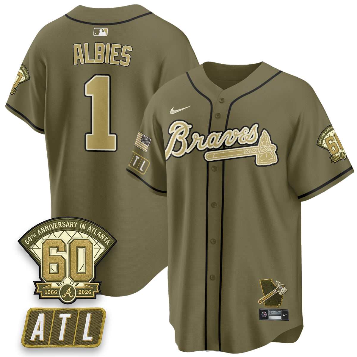 Atlanta Braves New Era Olive 2026 Armed Forces Day Vapor Limited Jersey - All Stitched