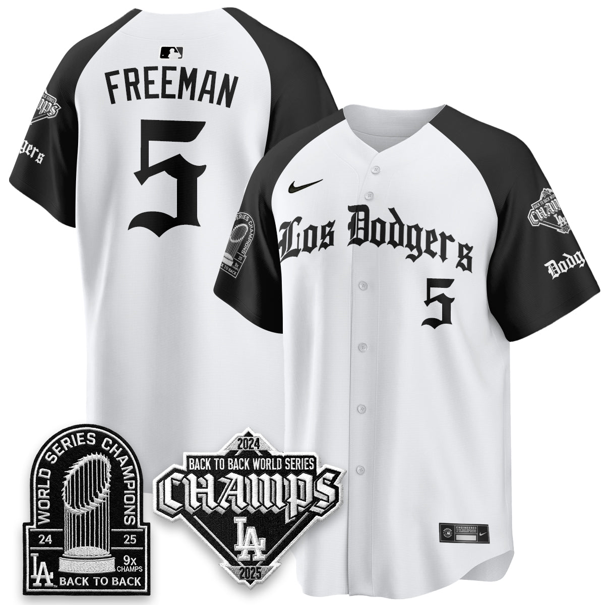Los Angeles Dodgers World Series Champions B2B Patch Vapor Premier Limited Gothic Edition Jersey - All Stitched