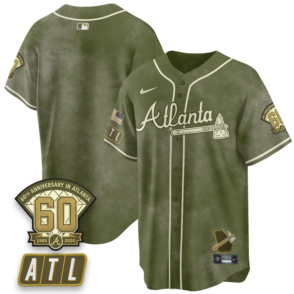 Atlanta Braves New Era Olive 2026 Armed Forces Day Vapor Limited Jersey - All Stitched