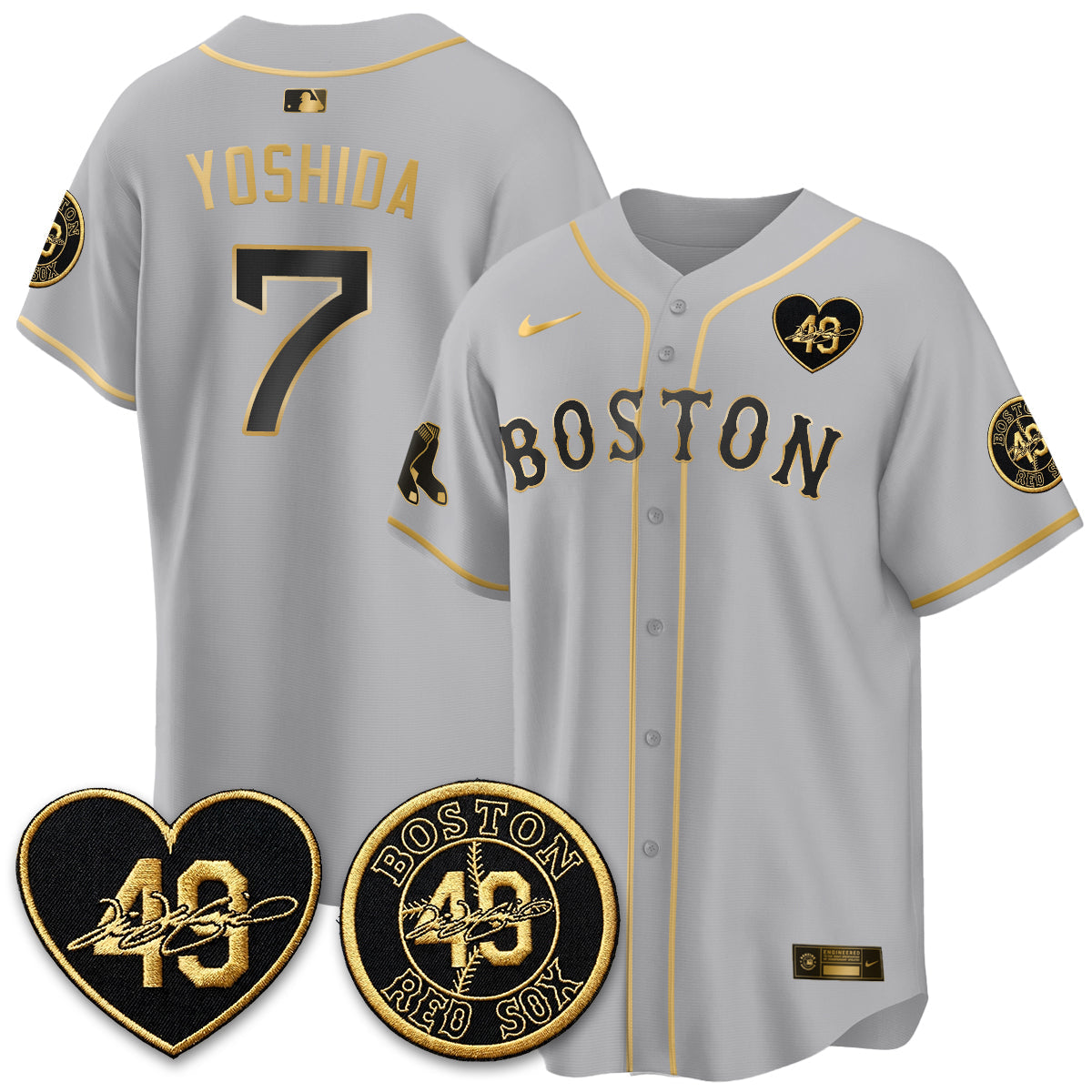 Boston Red Sox Tim Wakefield Memorial Patch Vaper Premier Limited Gold Edition Jersey - All Stitched