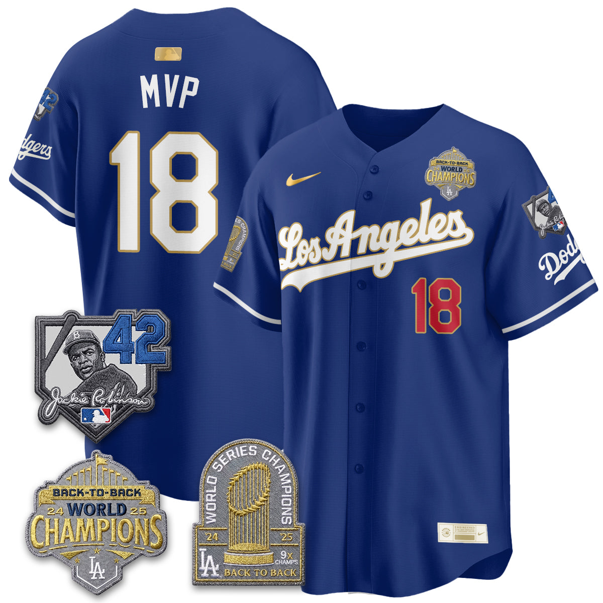 Los Angeles Dodgers 2026 New Era Gold Collection Vapor Limited Jersey - B2B Champs - All Stitched