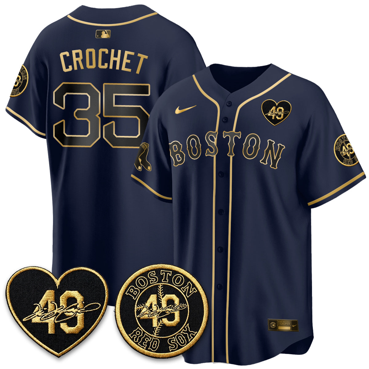 Boston Red Sox Tim Wakefield Memorial Patch Vaper Premier Limited Gold Edition Jersey - All Stitched