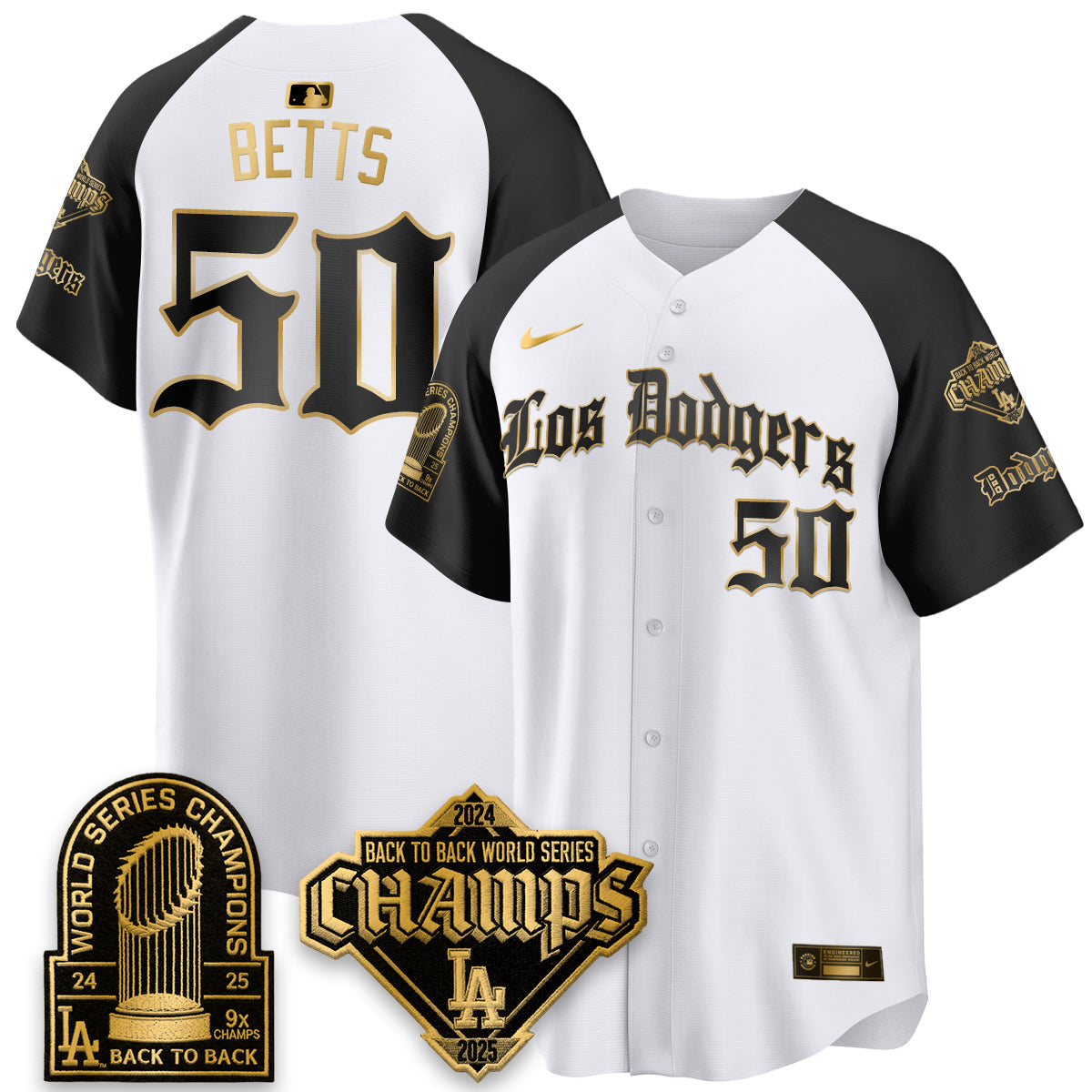 Los Angeles Dodgers World Series Champions B2B Patch Vapor Premier Limited Gothic Edition Jersey - All Stitched