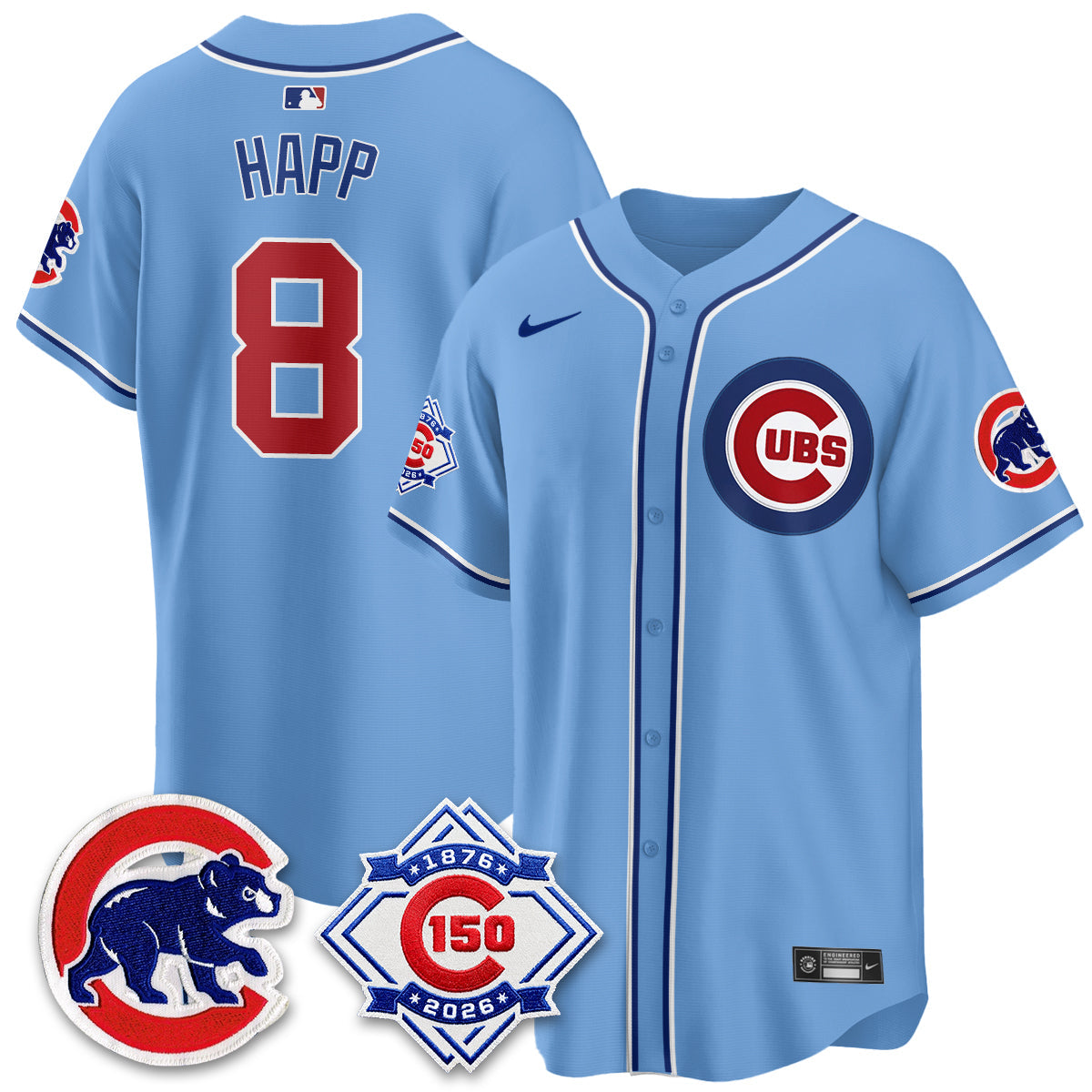 Chicago Cubs 150th Anniversary Black Out Style Vapor Premier Limited Jersey - All Stitched