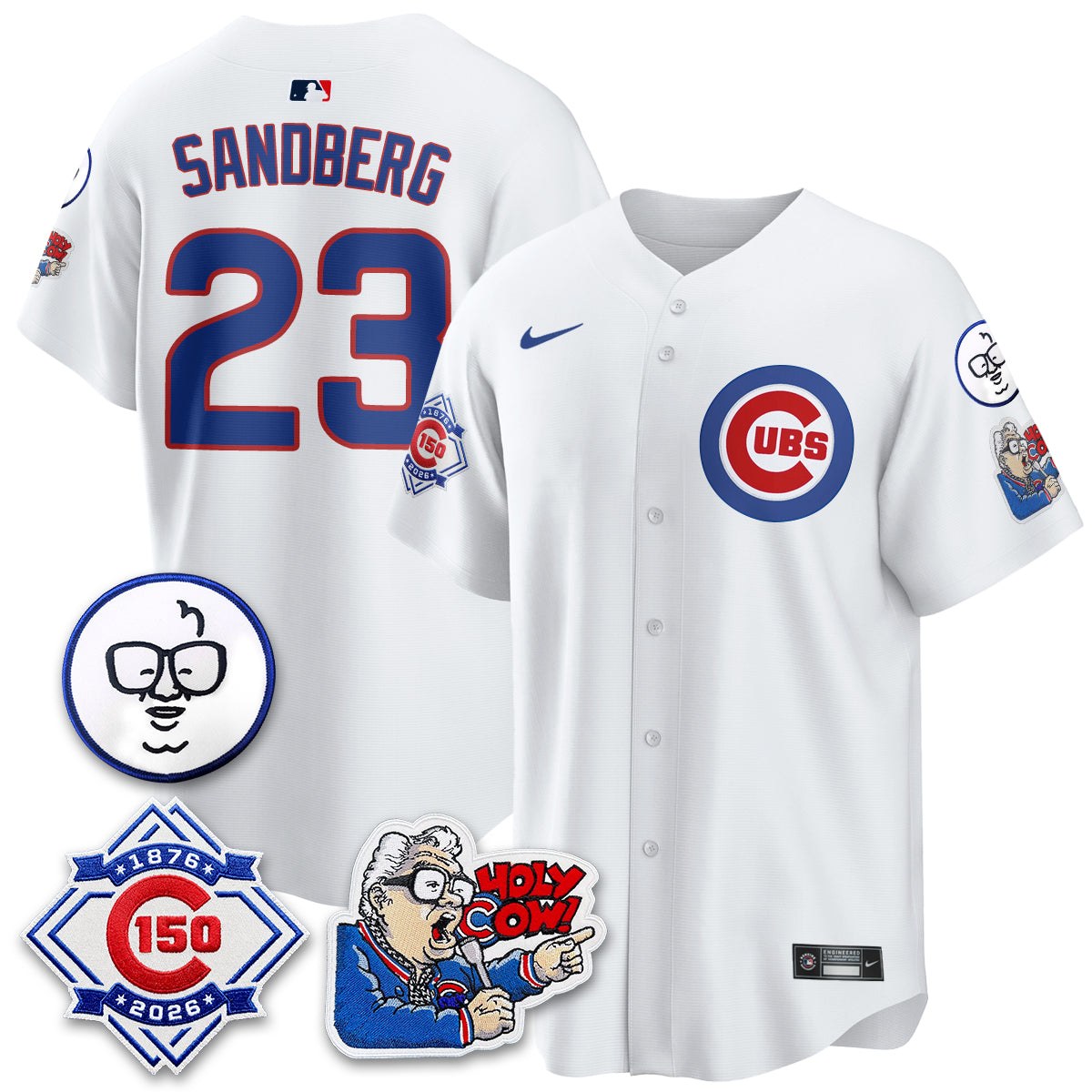 CHC 150th Anniversary Harry Caray Holy Cow Limited Navy Jersey - Stitched V2