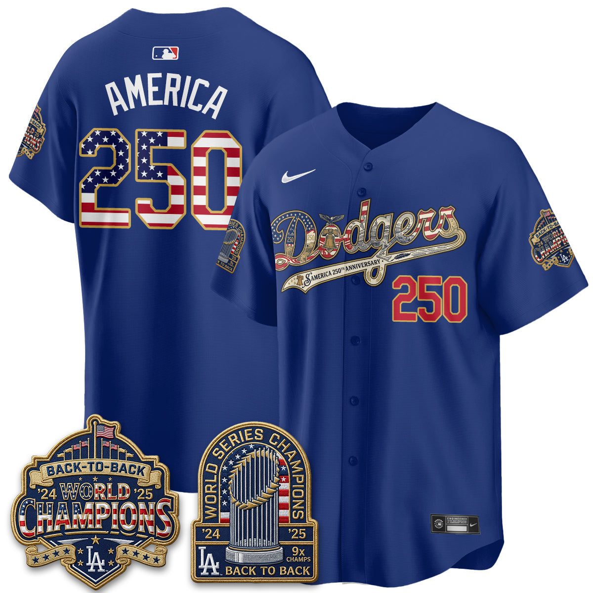 Los Angeles Dodgers America 250th Anniversary Limited Jersey - Stitched