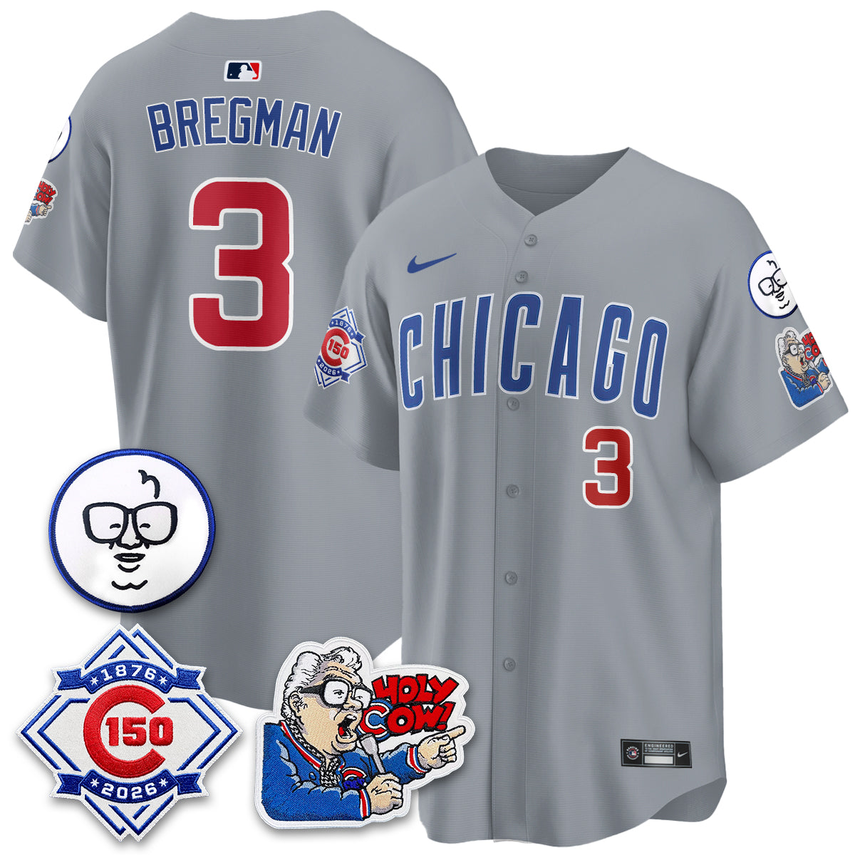 Chicago Cubs 150th Anniversary Harry Caray Holy Cow Vapor Premier Limited Jersey - All Stitched V2