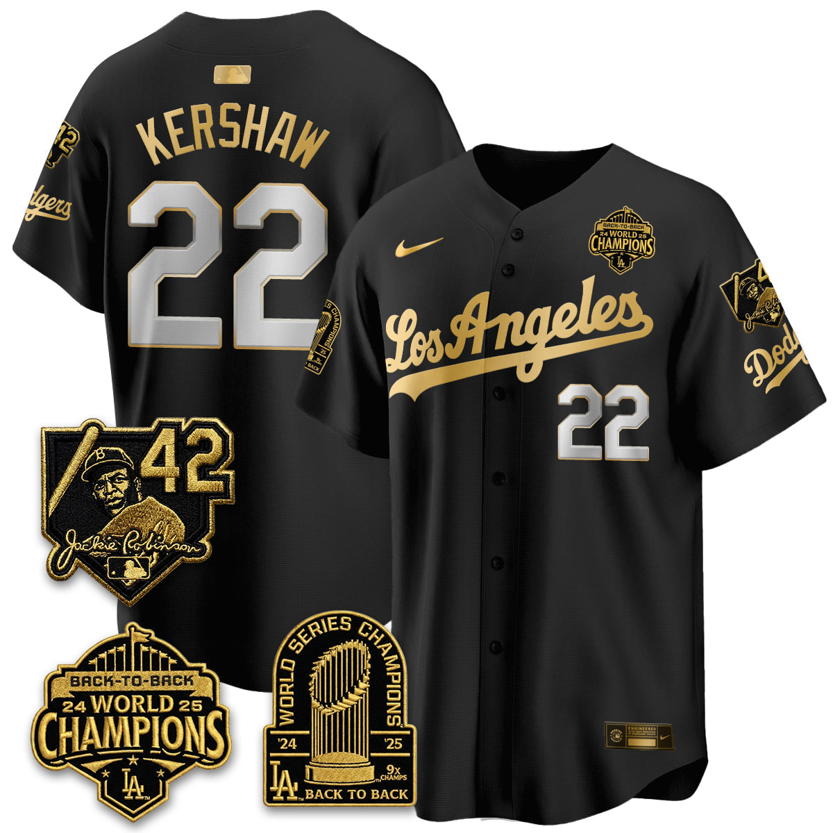 Los Angeles Dodgers 2026 New Era Gold Collection Vapor Limited Jersey - B2B Champs - All Stitched