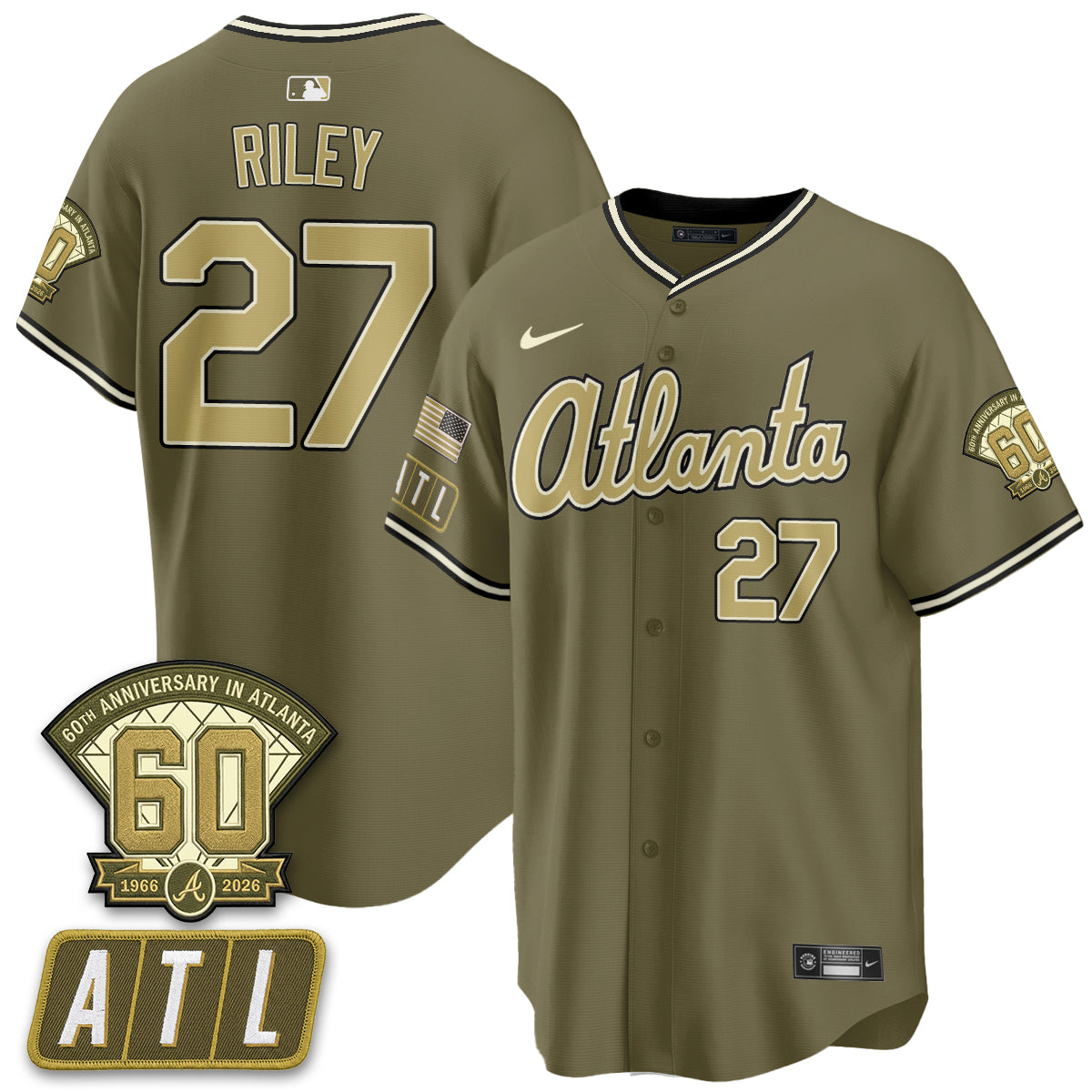 Atlanta Braves New Era Olive 2026 Armed Forces Day Vapor Limited Jersey - All Stitched