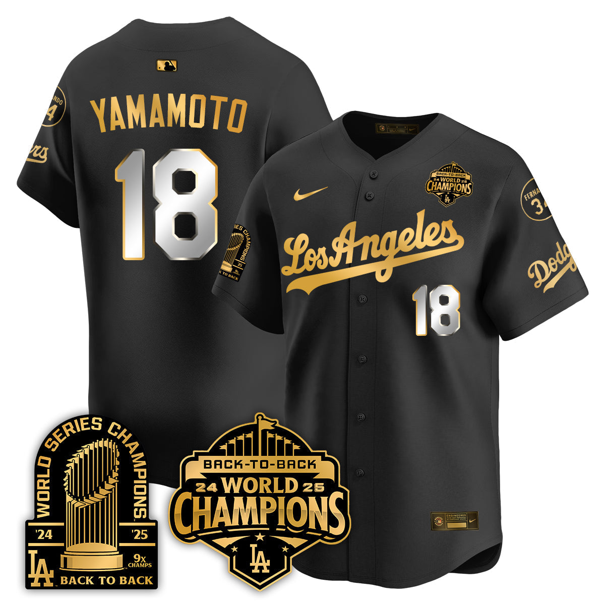 LAD Alternate  Vapor Limited Jersey - 9x Champs - Stitched