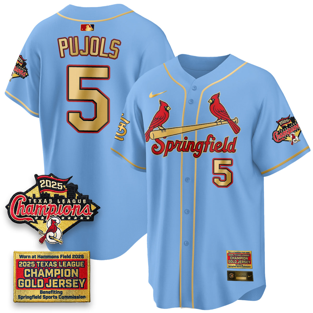 St. Louis Cardinals Springfield's Championship Gold Limited Jerseys - All Stitched