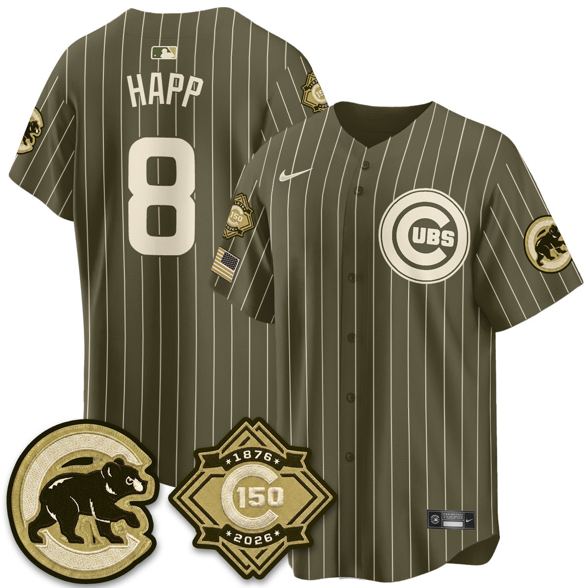 Chicago Cubs New Era Olive 2026 Armed Forces Day Jersey -All Stitched
