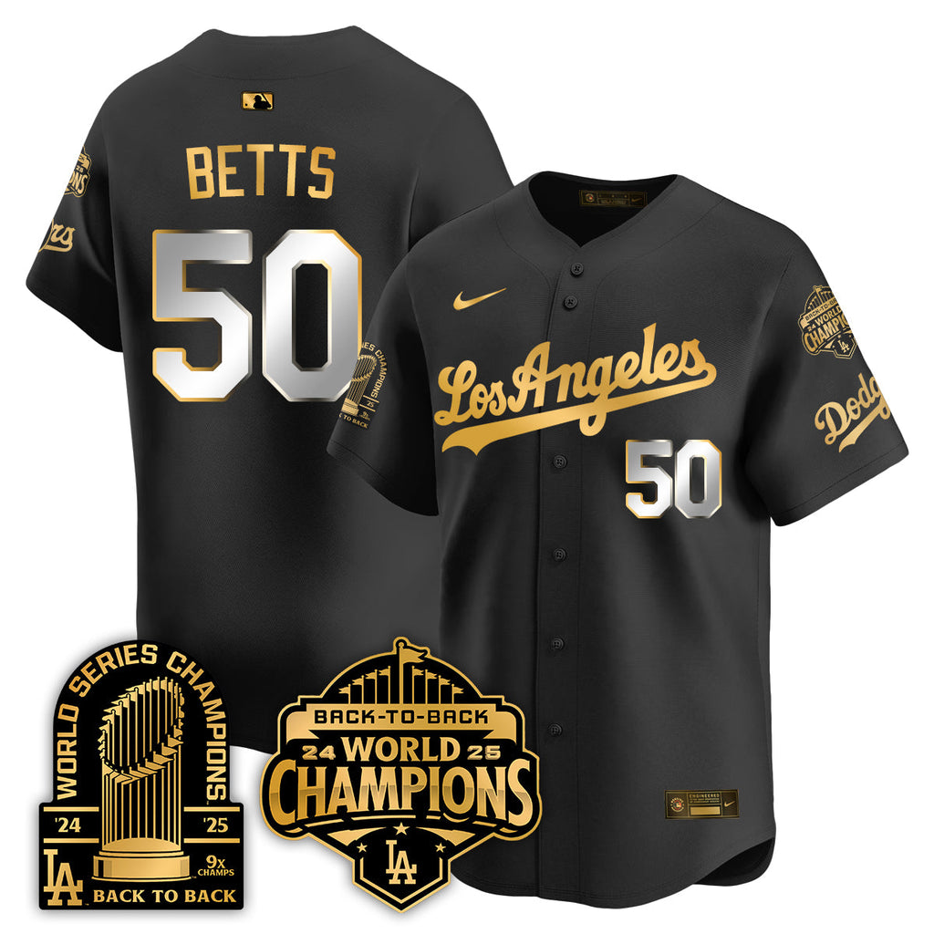 Los Angeles Dodgers Gold Collection Vapor Limited Jersey - 9x & B2B Champs - All Stitched