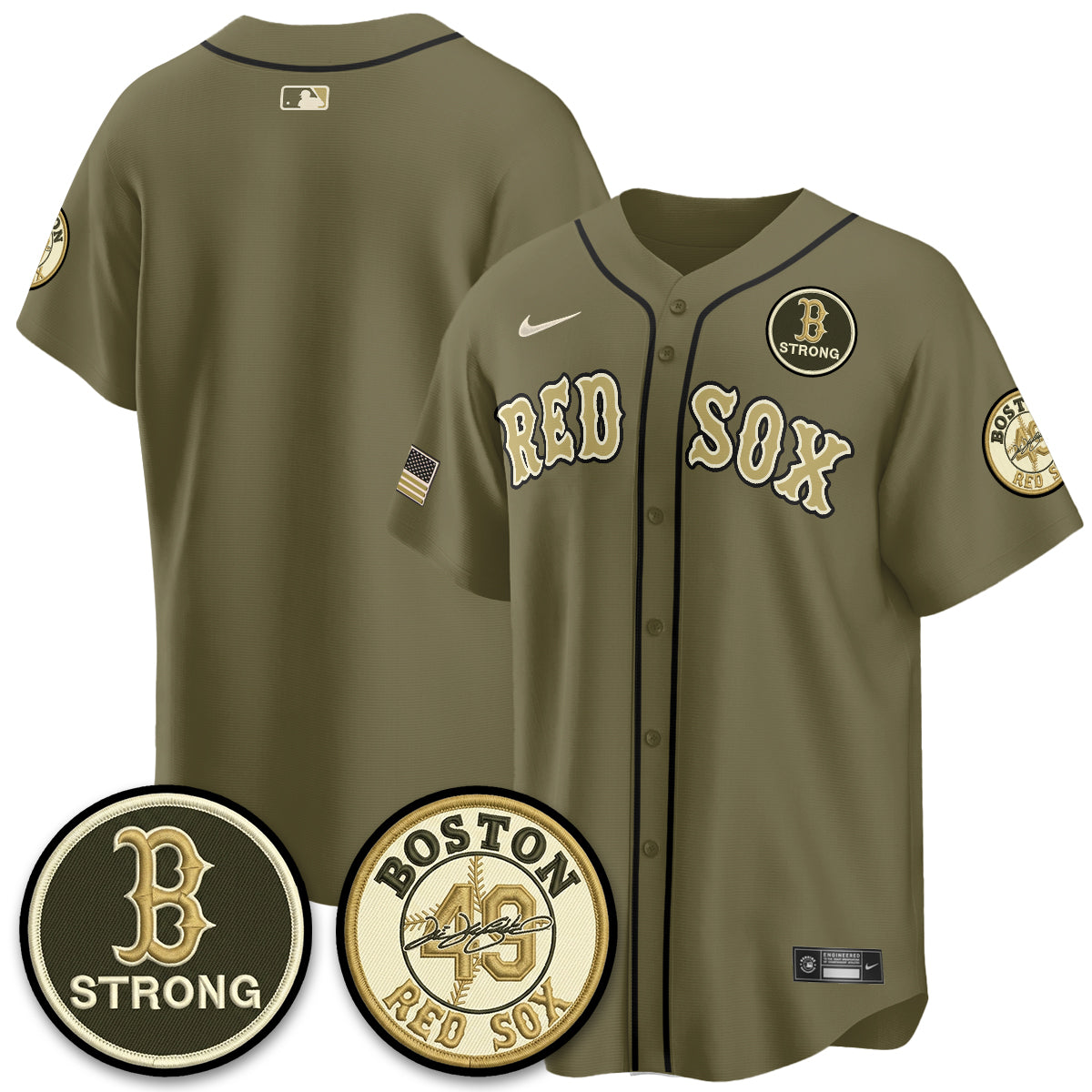 Boston Red Sox New Era Olive 2026 Armed Forces Day Jersey - All Stitched