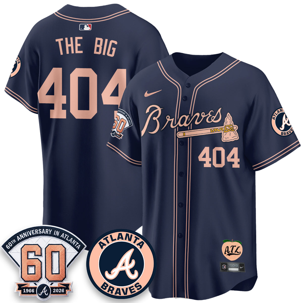 ATL 60th Anniversary Peach Edition Vapor Premier Limited Jersey - All Stitched