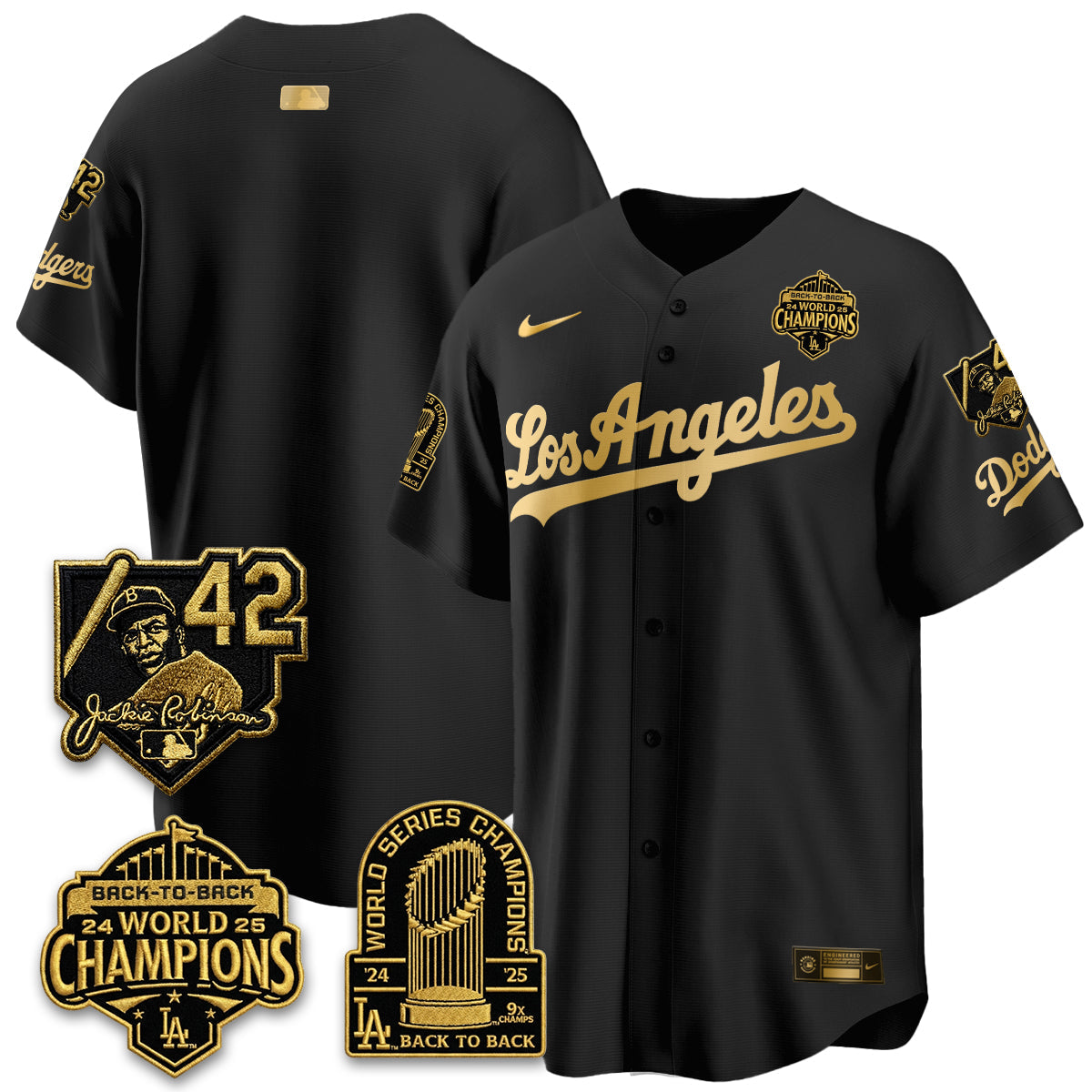 Los Angeles Dodgers 2026 New Era Gold Collection Vapor Limited Jersey - B2B Champs - All Stitched