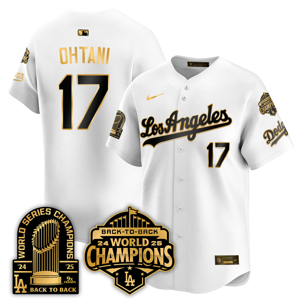 Los Angeles Dodgers Gold Collection Vapor Limited Jersey - 9x & B2B Champs - All Stitched