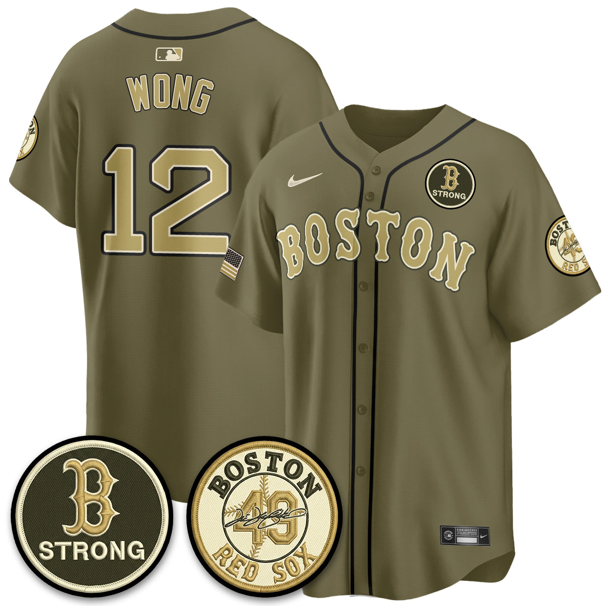 Boston Red Sox New Era Olive 2026 Armed Forces Day Jersey - All Stitched