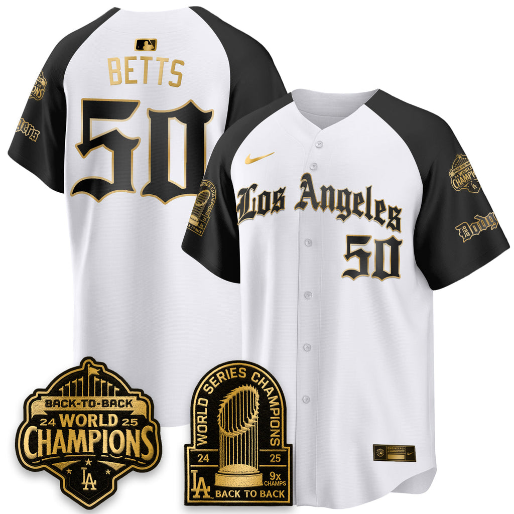 Los Angeles Dodgers WS Champions Back 2 Back Patch Vapor Premier Limited Gothic Edition Jersey - All Stitched