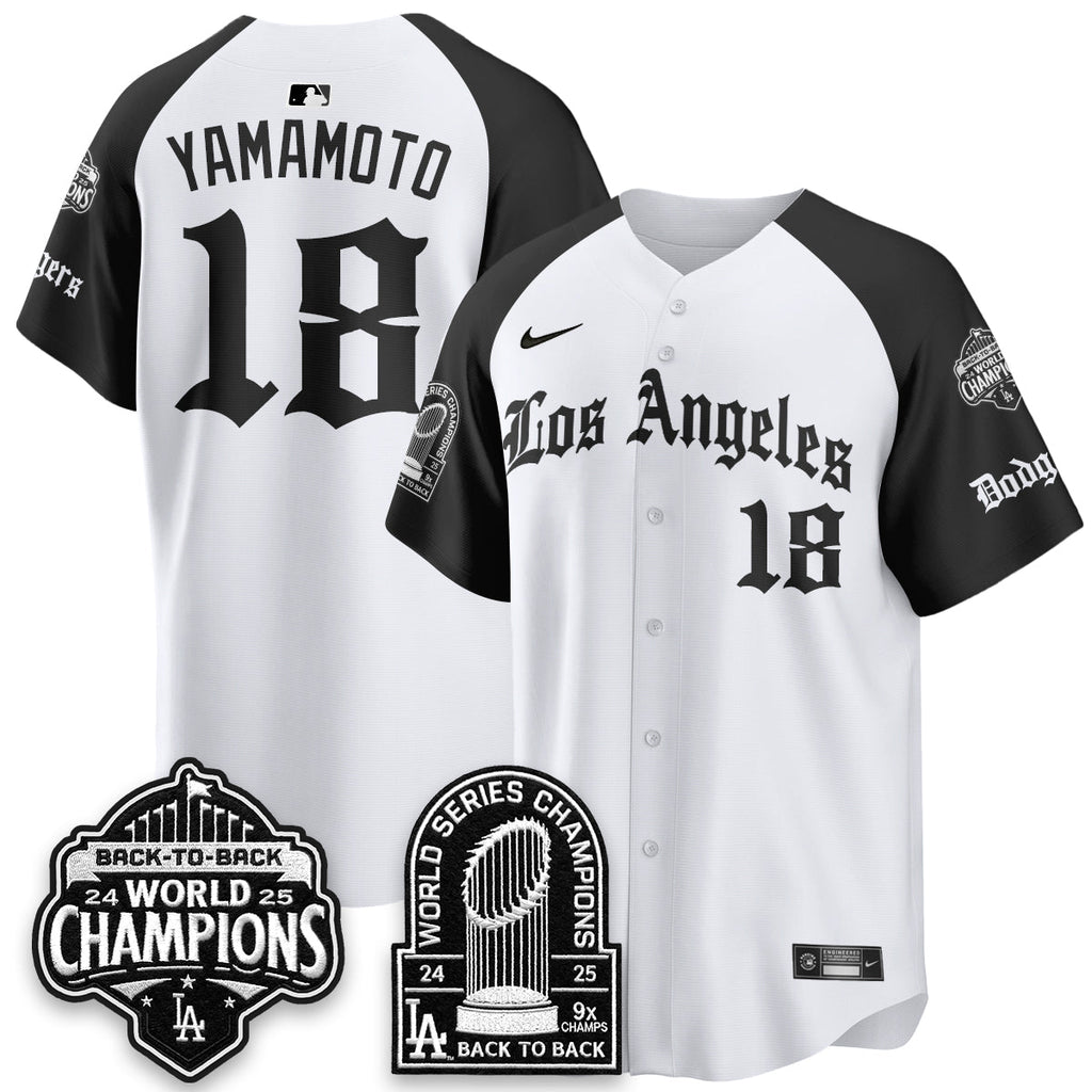 Los Angeles Dodgers WS Champions Back 2 Back Patch Vapor Premier Limited Gothic Edition Jersey - All Stitched