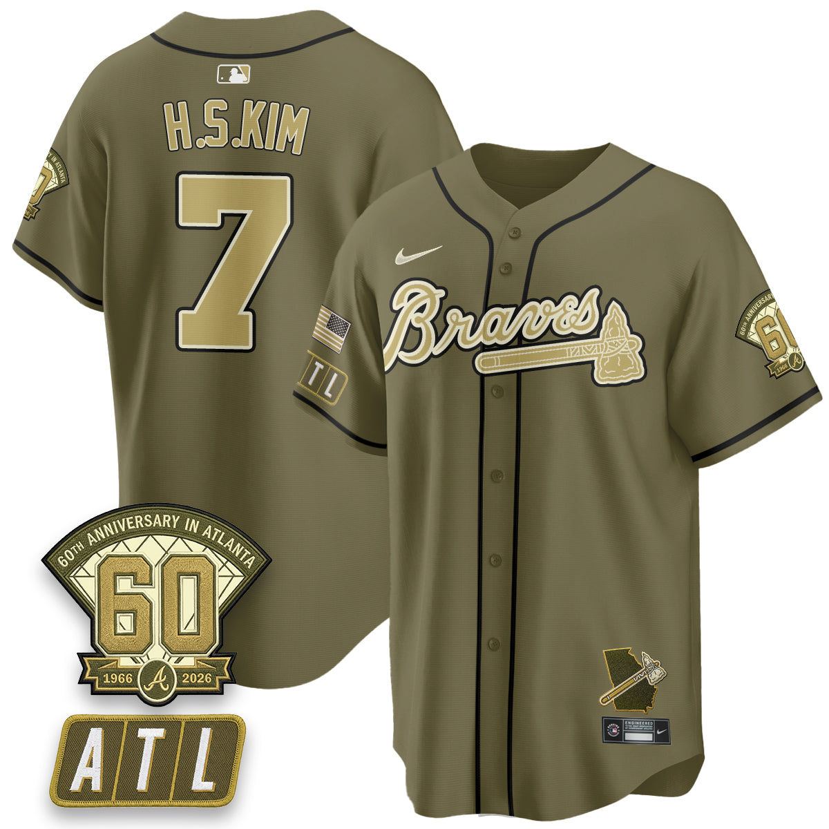 Atlanta Braves New Era Olive 2026 Armed Forces Day Vapor Limited Jersey - All Stitched