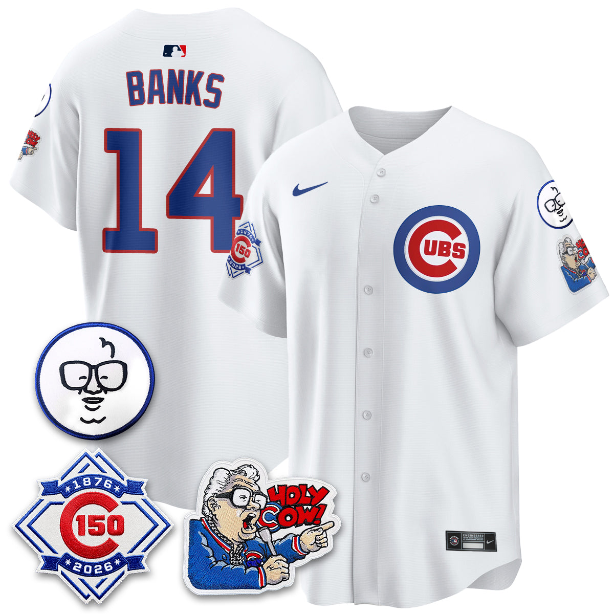 CHC 150th Anniversary Harry Caray Holy Cow Limited Blue Jersey - Stitched V2