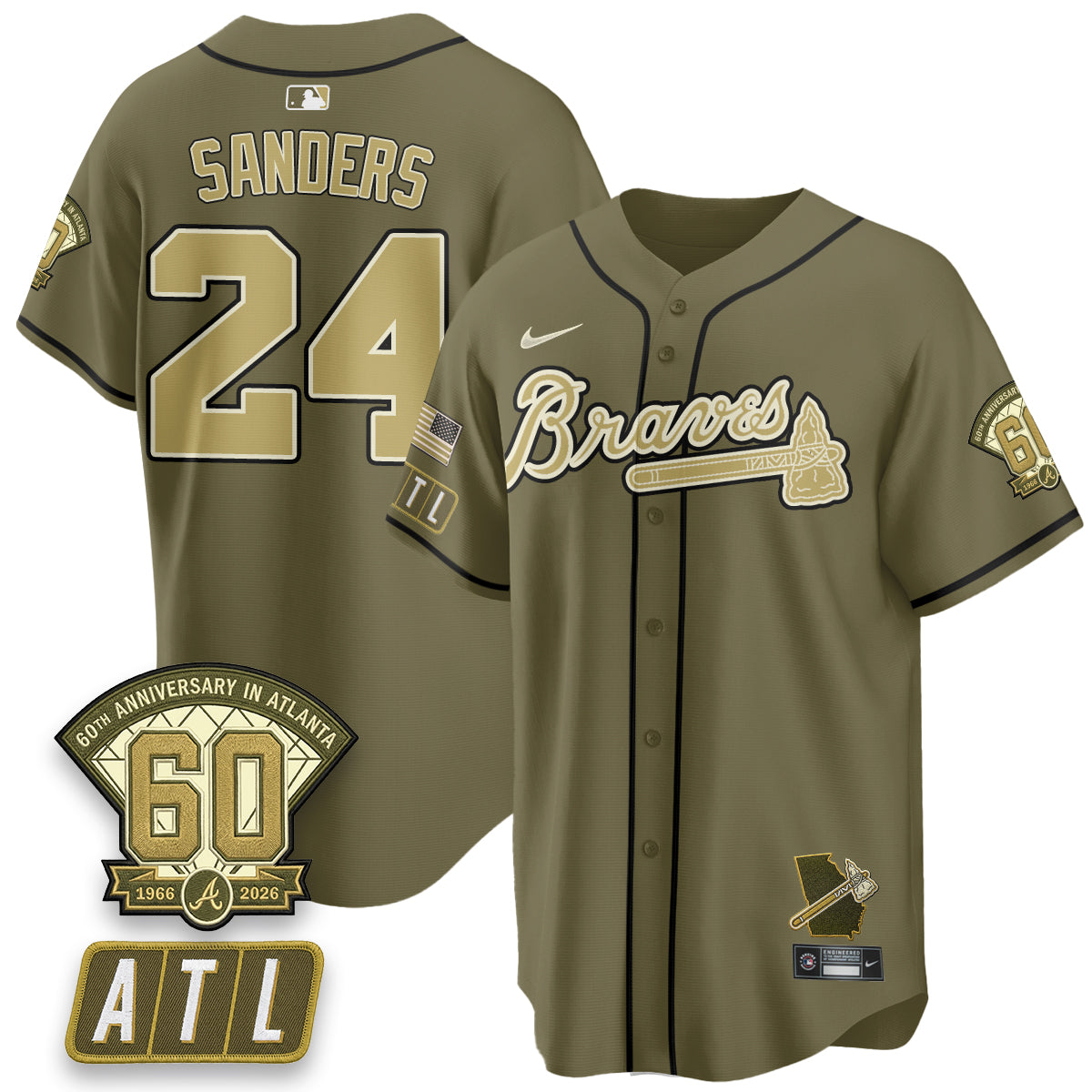 Atlanta Braves New Era Olive 2026 Armed Forces Day Vapor Limited Jersey - All Stitched