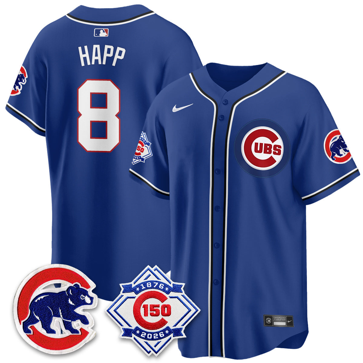 Chicago Cubs 150th Anniversary Black Out Style Vapor Premier Limited Jersey - All Stitched