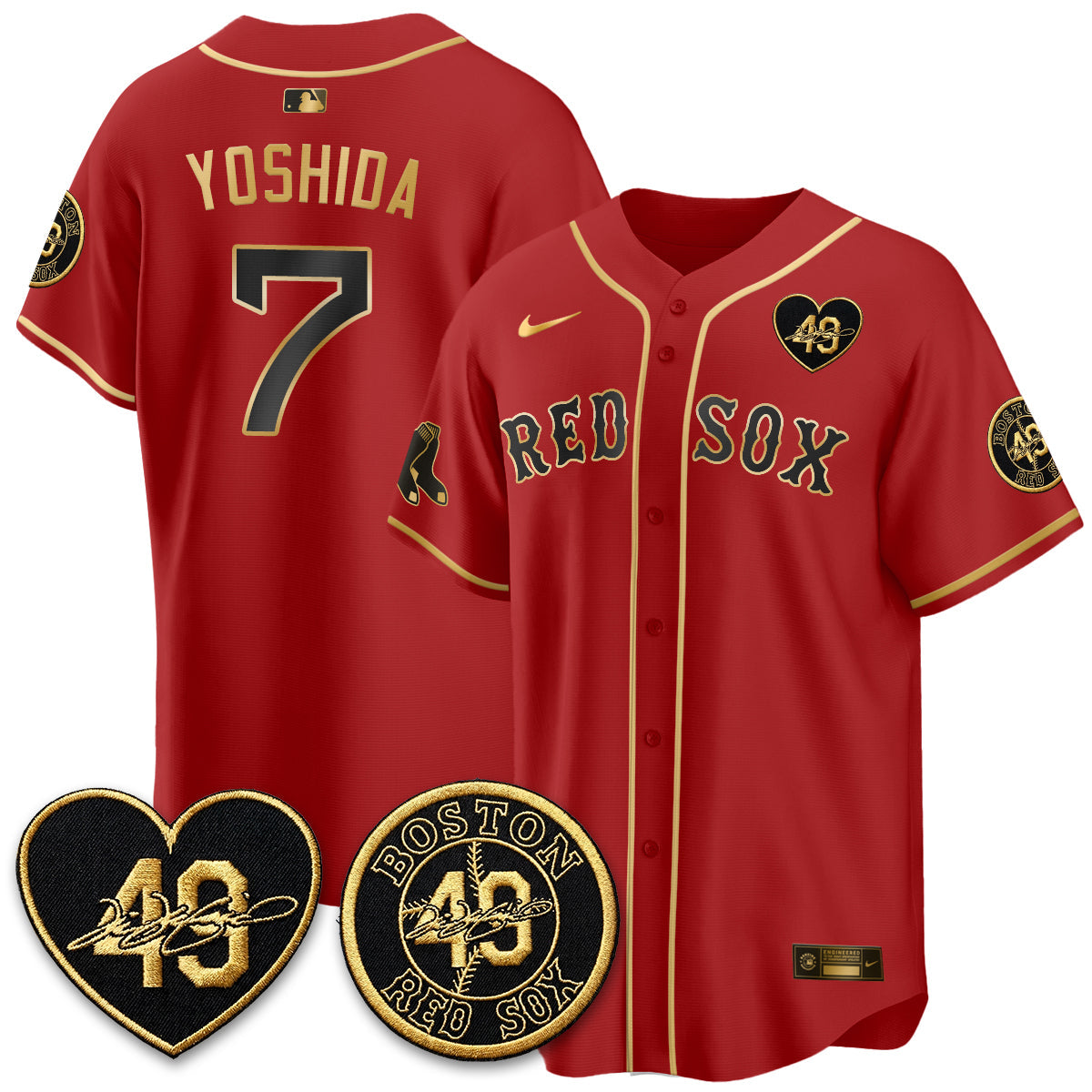 Boston Red Sox Tim Wakefield Memorial Patch Vaper Premier Limited Gold Edition Jersey - All Stitched