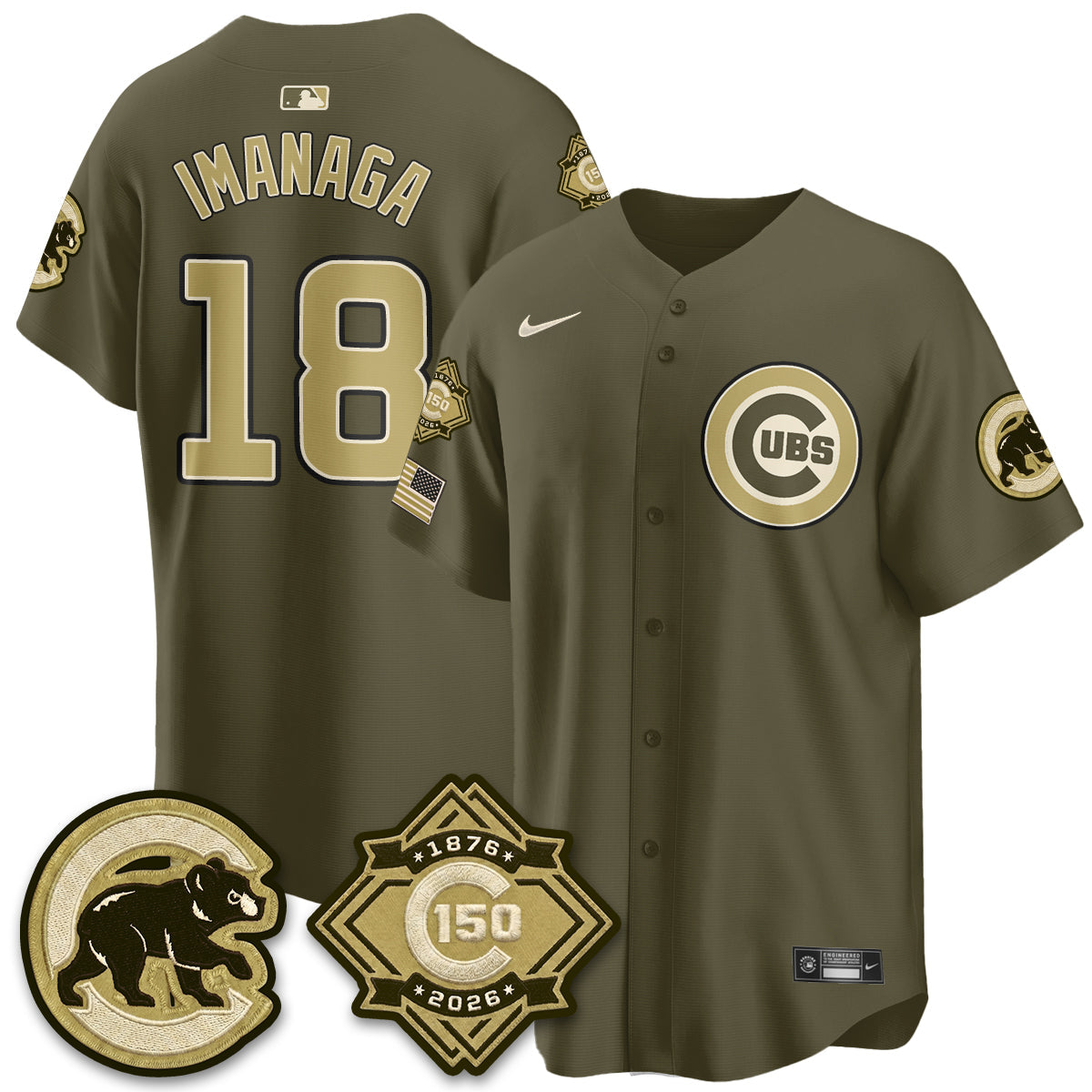 Chicago Cubs New Era Olive 2026 Armed Forces Day Jersey -All Stitched