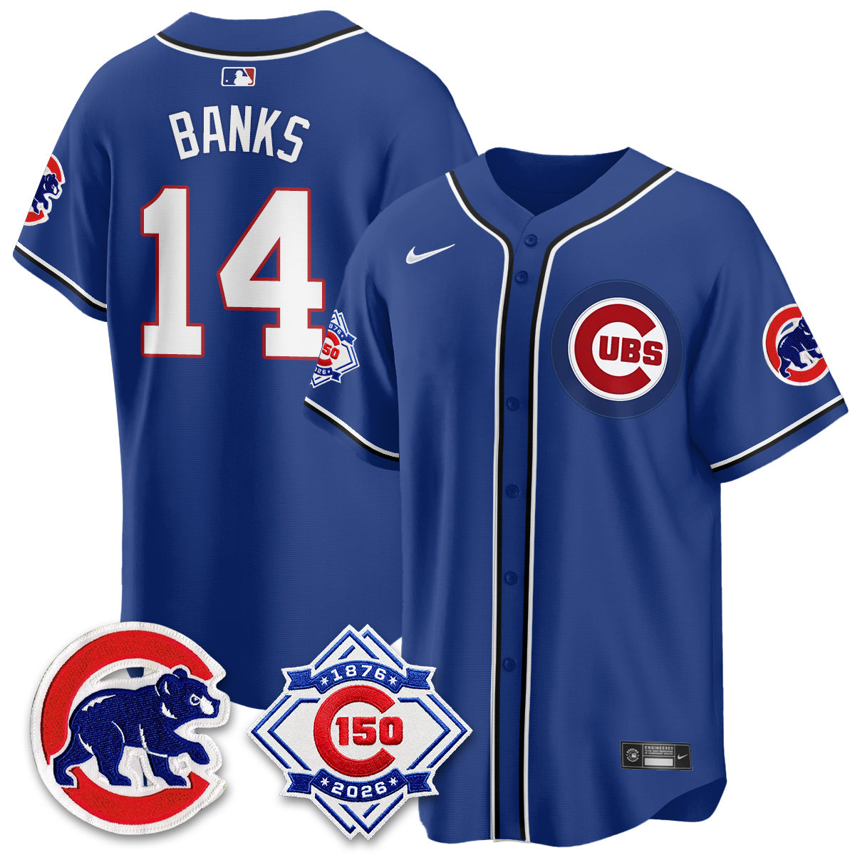 Chicago Cubs 150th Anniversary Black Out Style Vapor Premier Limited Jersey - All Stitched