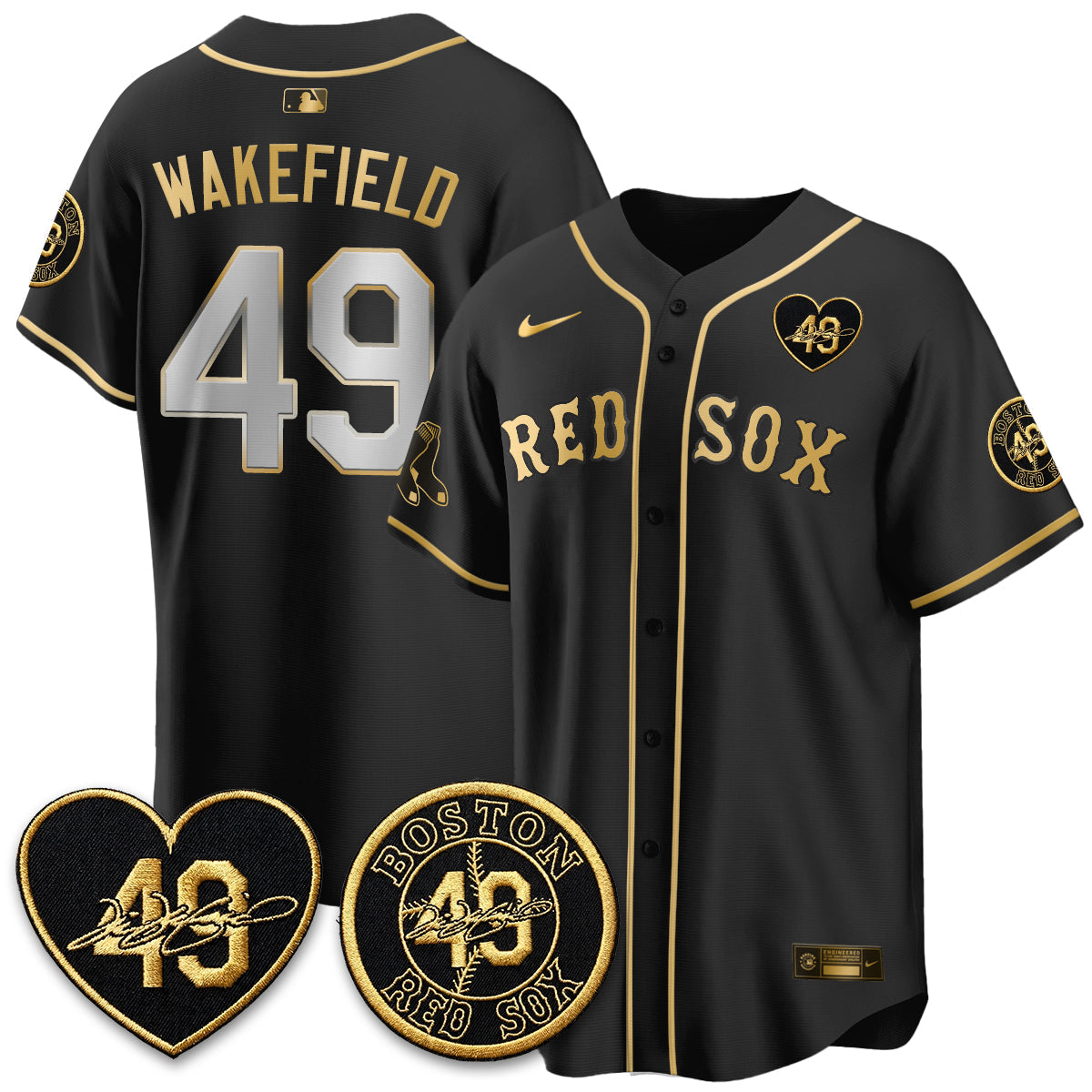 Boston Red Sox Tim Wakefield Memorial Patch Vaper Premier Limited Jersey - All Stitched