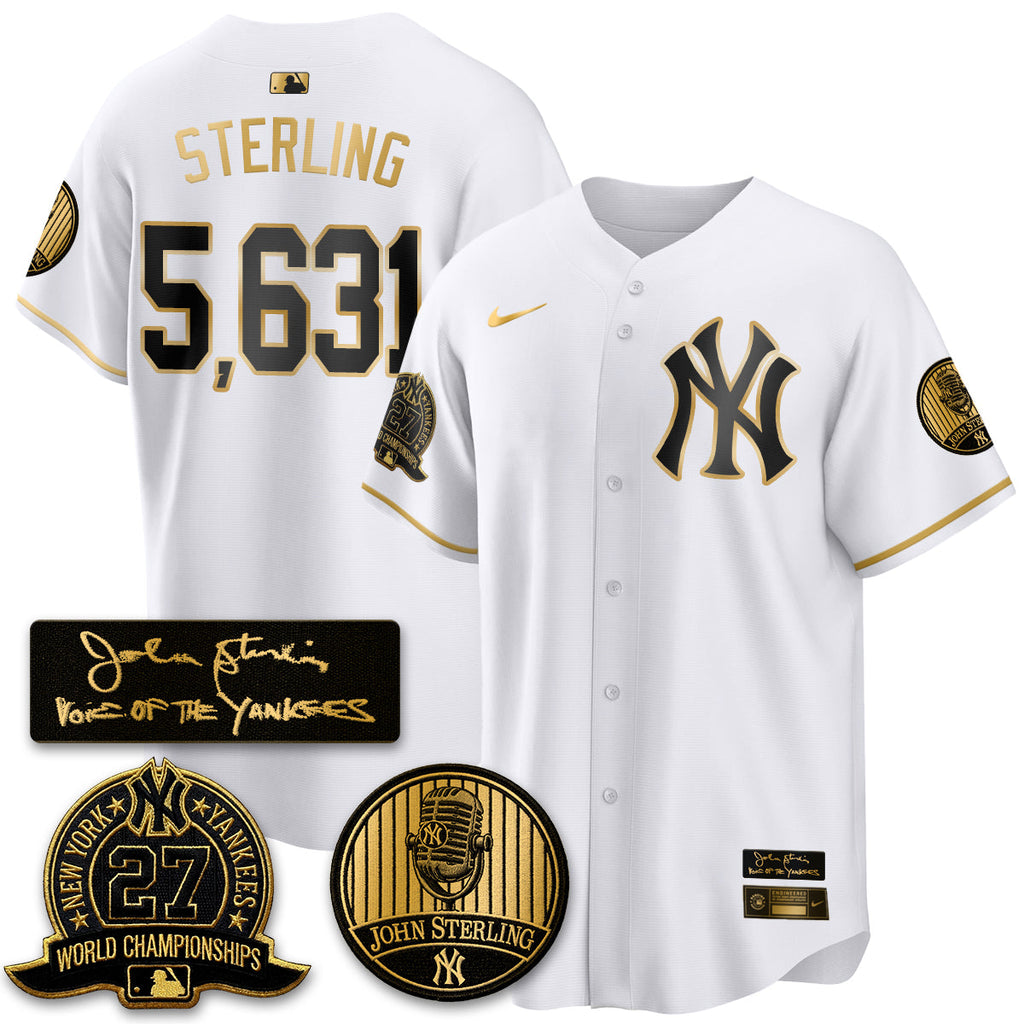 NYY John Sterling Tribute Patch Vapor Premier Limited Jersey - Stitched