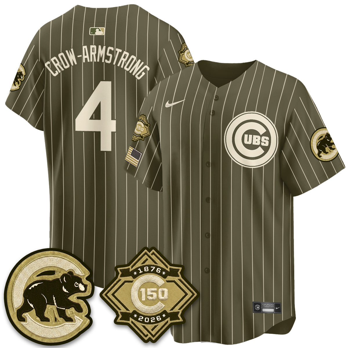 Chicago Cubs New Era Olive 2026 Armed Forces Day Jersey -All Stitched