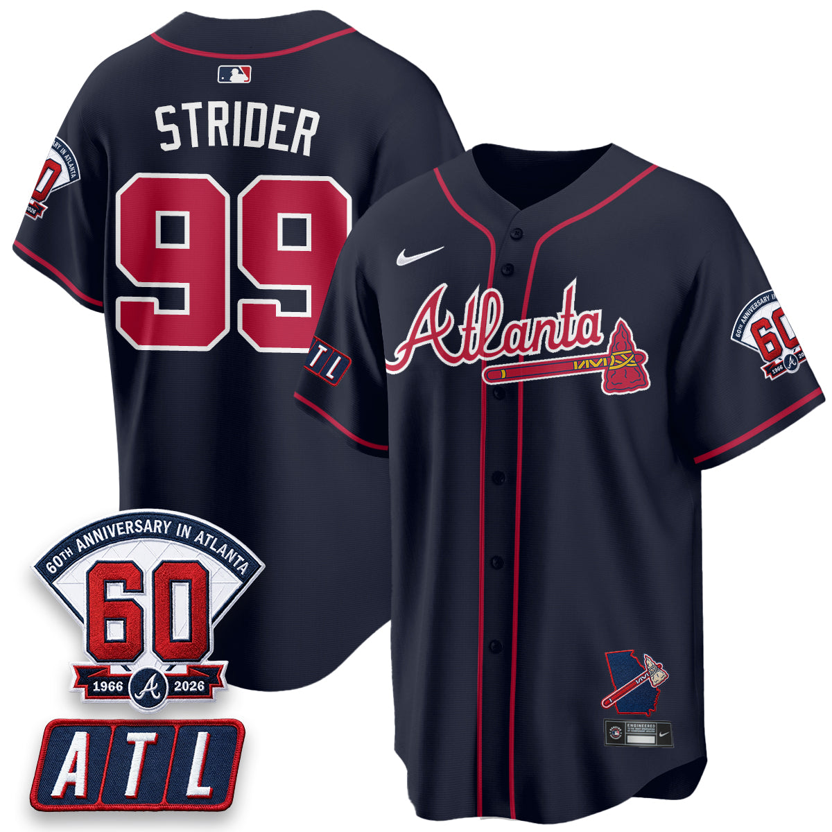 Atlanta Braves 2026 60th Anniversary Vapor Limited Jersey - All Stitched