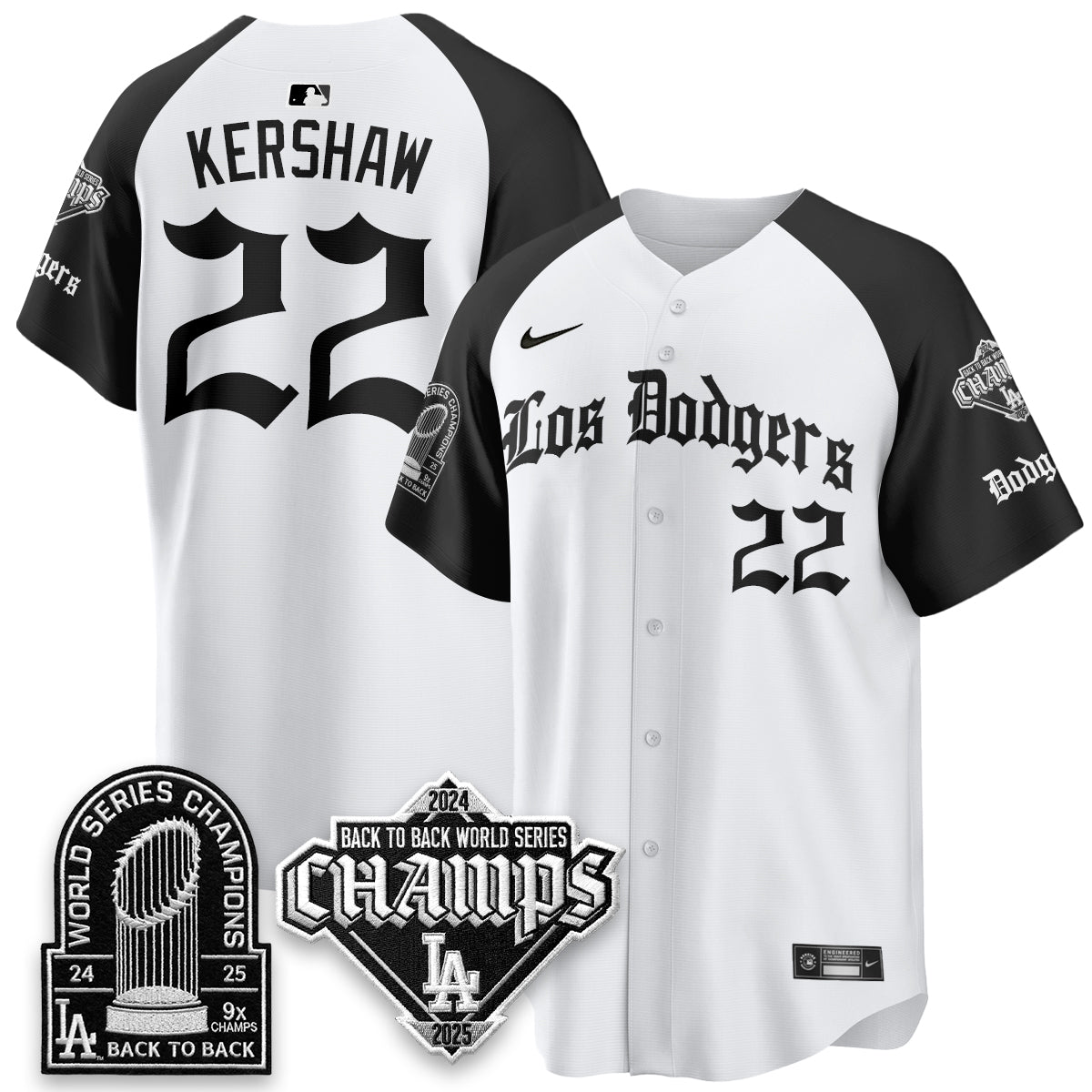 Los Angeles Dodgers World Series Champions B2B Patch Vapor Premier Limited Gothic Edition Jersey - All Stitched