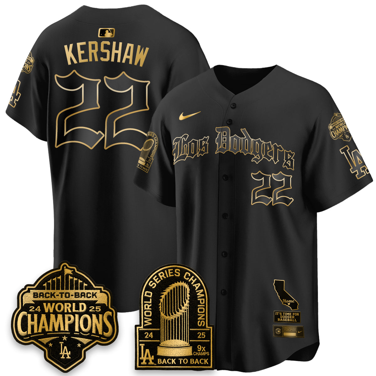 Los Angeles Dodgers World Series Champions Vapor Premier Limited Gothic Edition Jersey - All Stitched