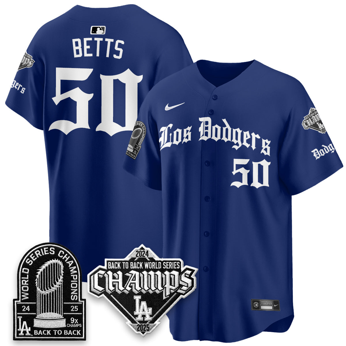 Los Angeles Dodgers World Series Champions B2B Patch Vapor Premier Limited Gothic Edition Jersey - All Stitched