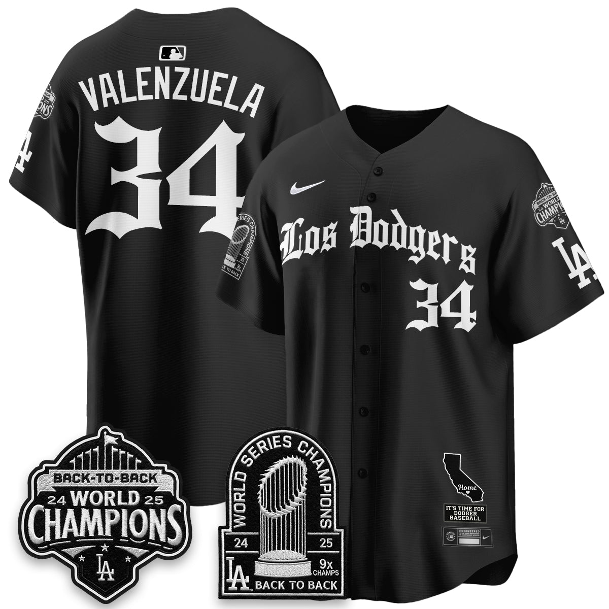 Los Angeles Dodgers World Series Champions Vapor Premier Limited Gothic Edition Jersey - All Stitched