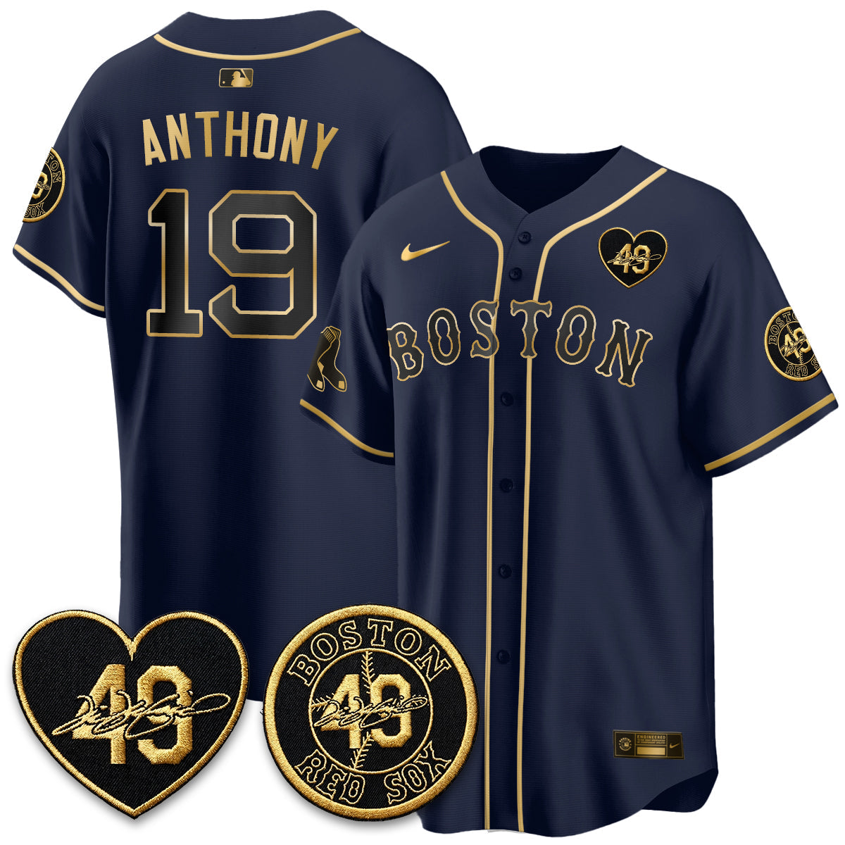 BOS Tim Wakefield Memorial Patch Vaper Premier Limited Gold Edition Jersey - All Stitched