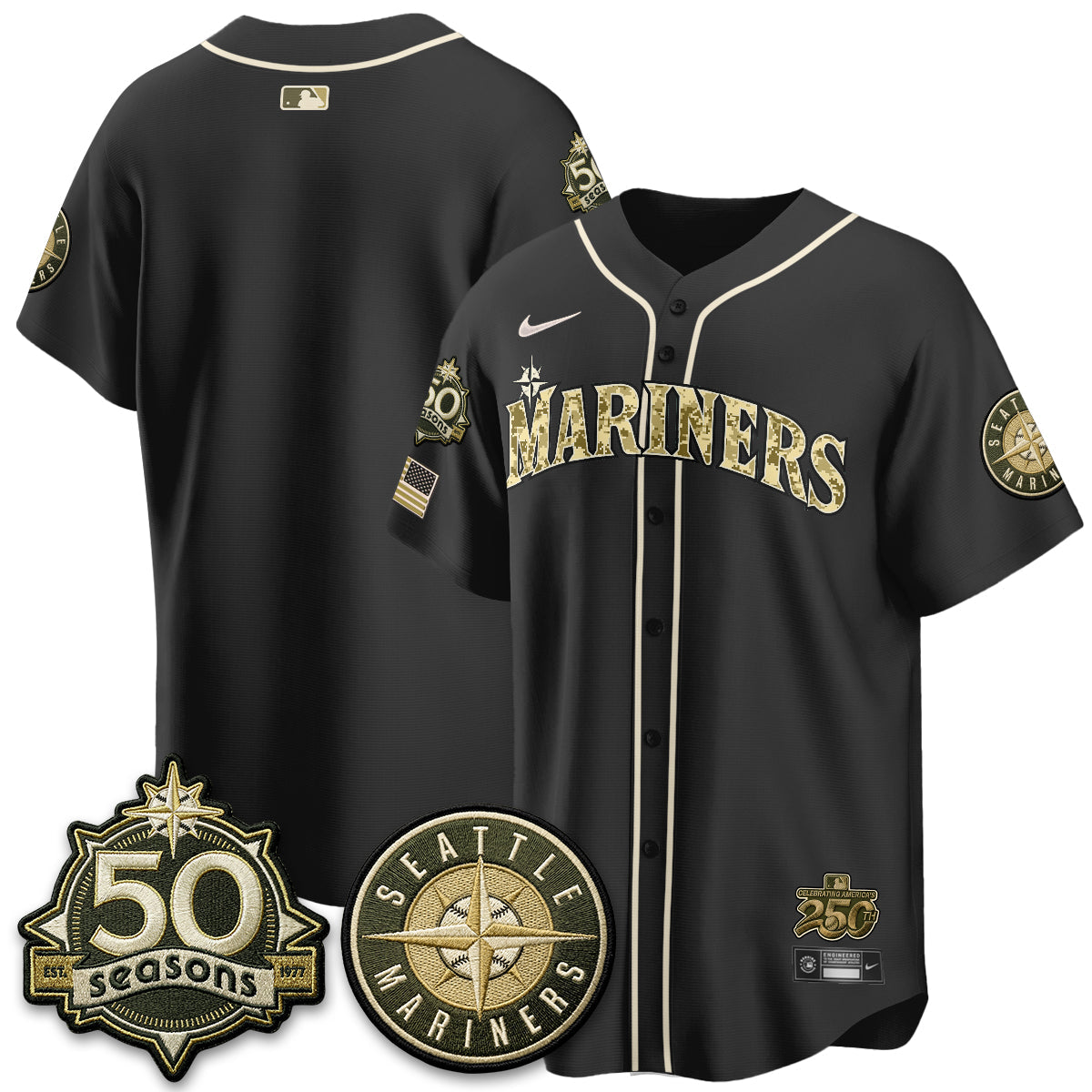 Seattle Mariners 2026 Armed Forces Day Jersey V3 - All Stitched