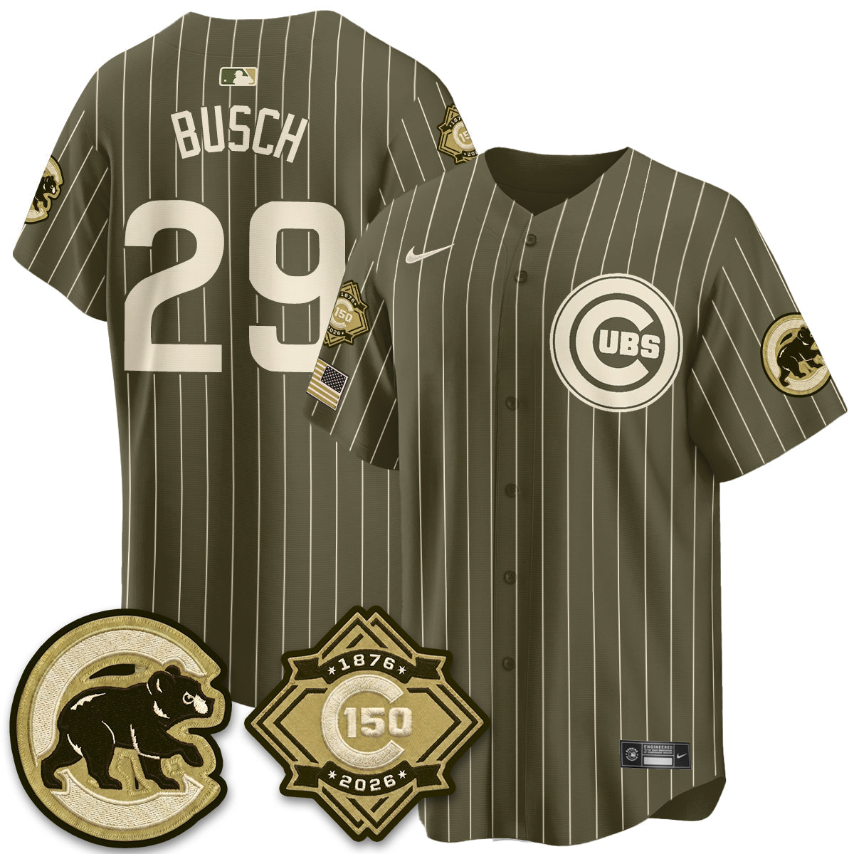 Chicago Cubs New Era Olive 2026 Armed Forces Day Jersey -All Stitched