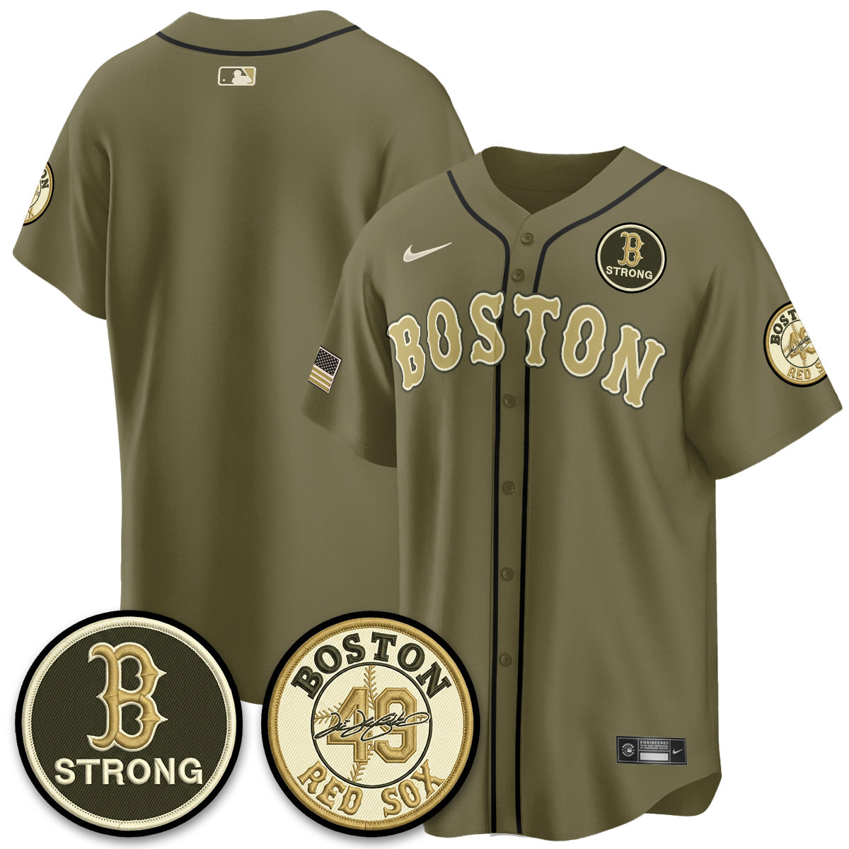 Boston Red Sox New Era Olive 2026 Armed Forces Day Jersey - All Stitched