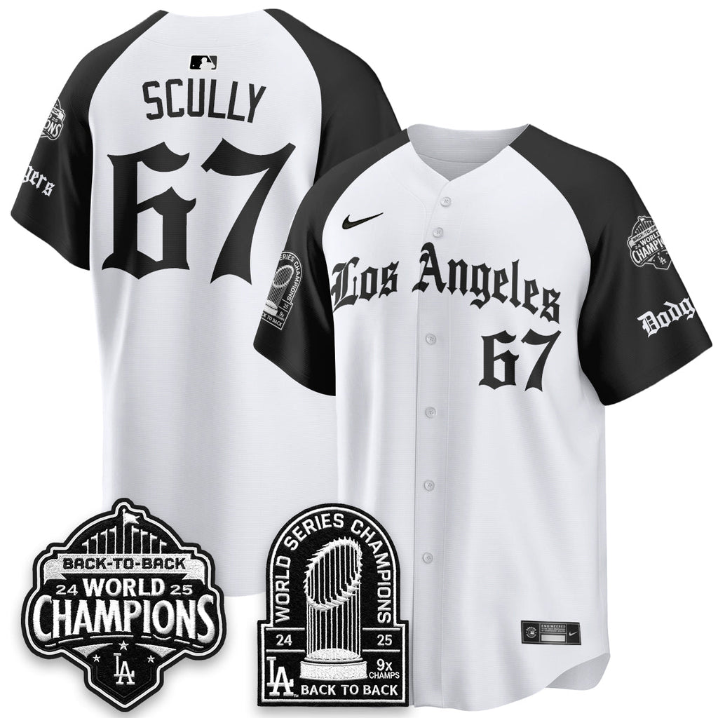 Los Angeles Dodgers WS Champions Back 2 Back Patch Vapor Premier Limited Gothic Edition Jersey - All Stitched