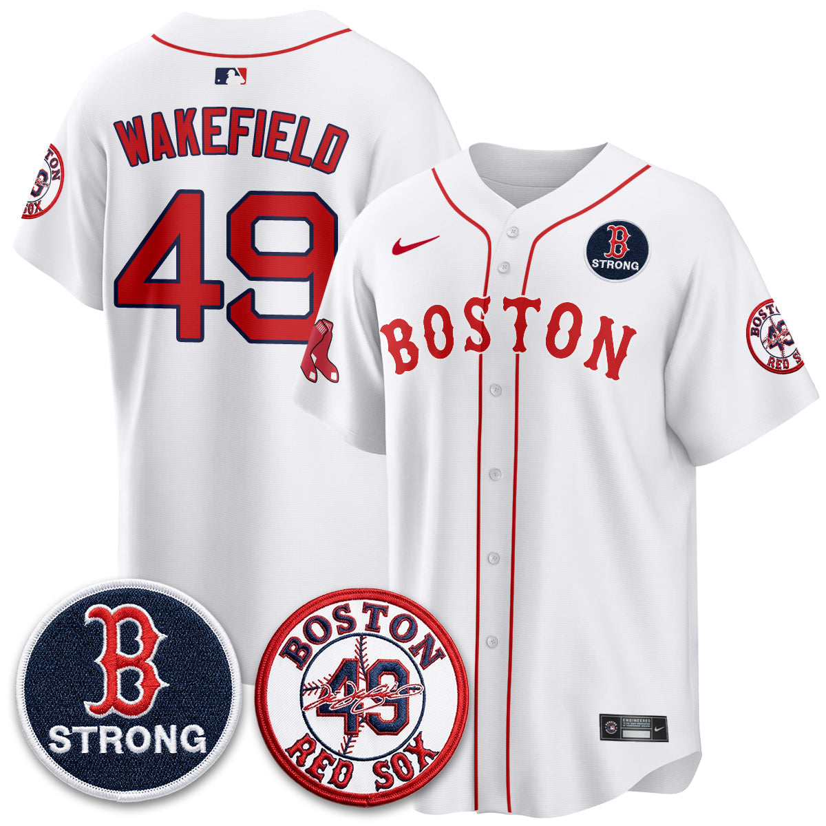 Boston Red Sox Tim Wakefield Memorial Patch Vaper Premier Limited Jersey - All Stitched V2