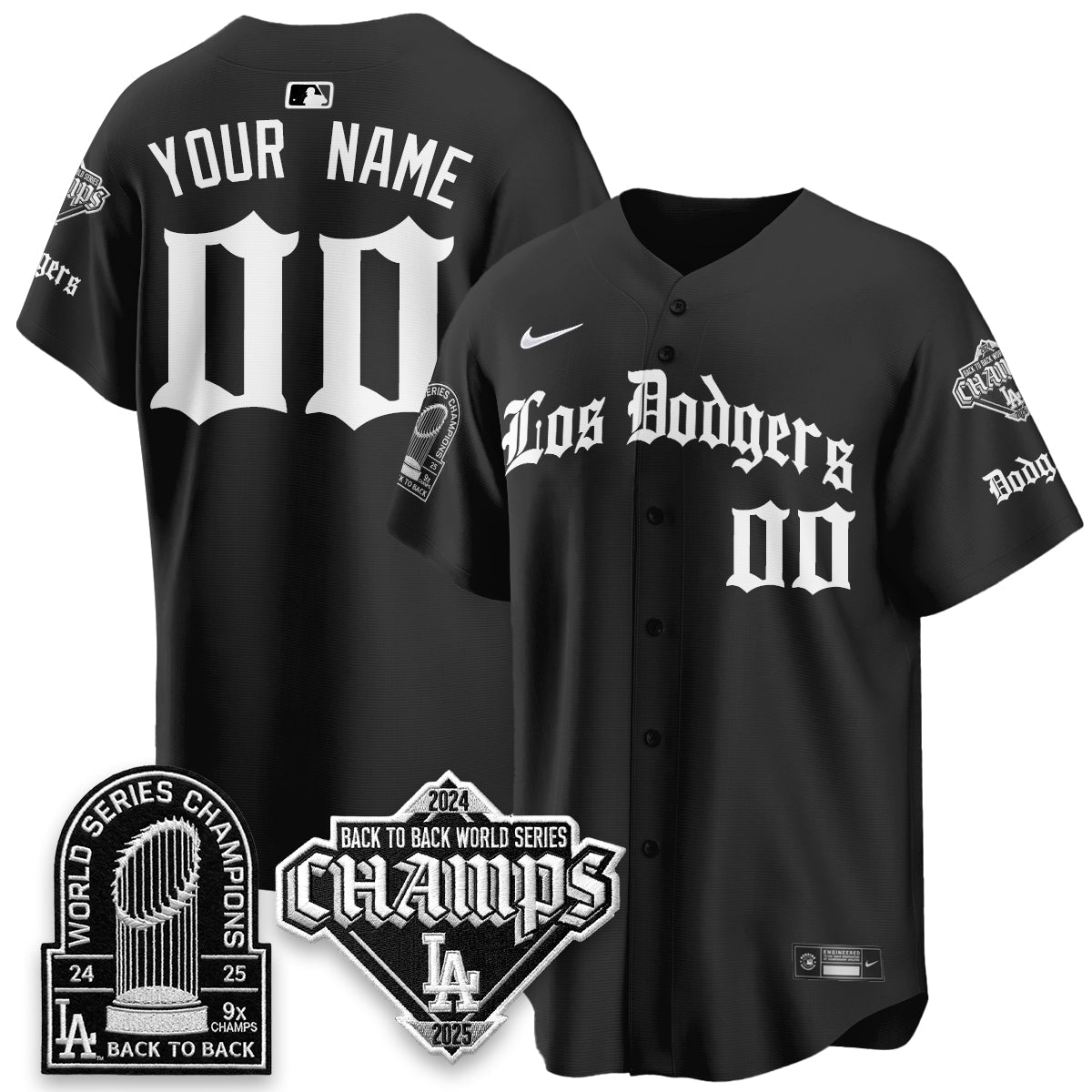 LAD World Series Champions B2B Patch Vapor Premier Limited Gothic Edition Custom  Jersey - All Stitched