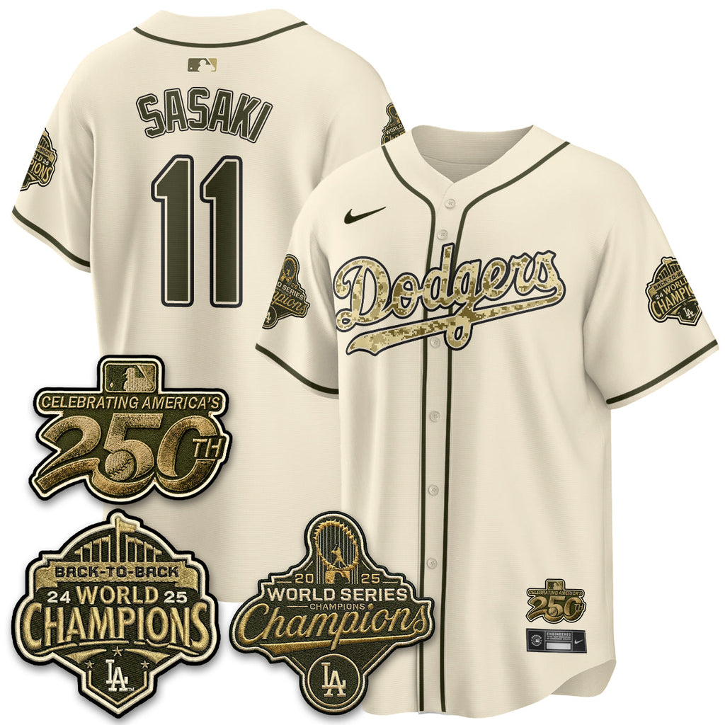 Los Angeles Dodgers Military Appreciation Game Day Jersey -All Stitched